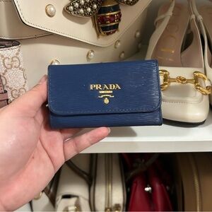 Authentic Prada Navy Saffiano Leather Card Holder